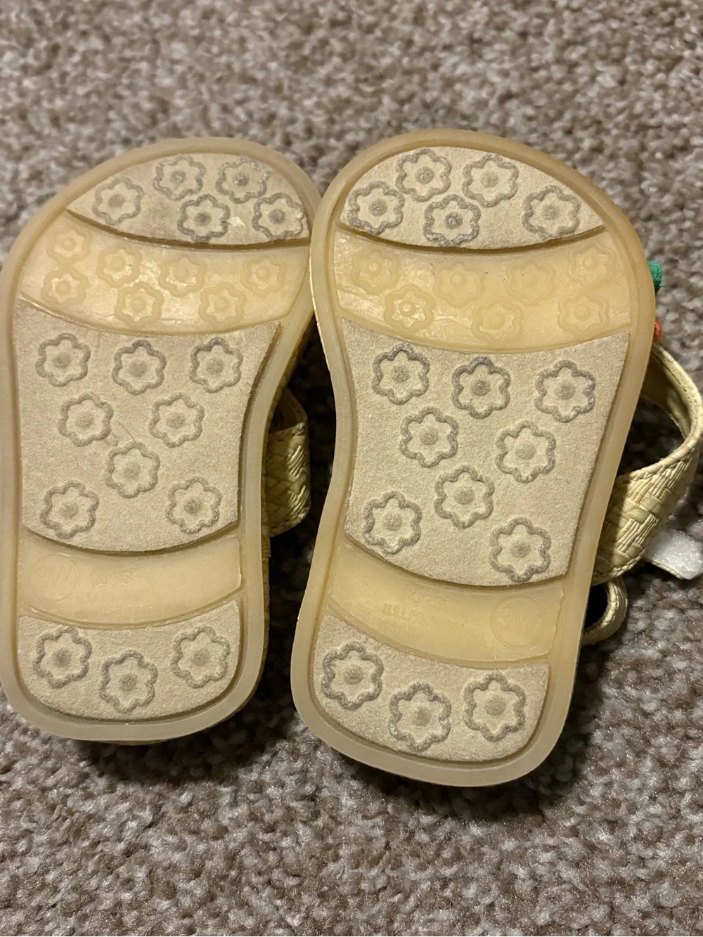 Girls Pink Floral Sandals with Tan Straps